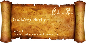 Csákány Norbert névjegykártya